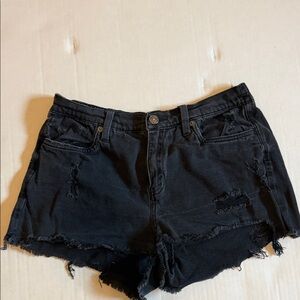 Aerie Women's Black Distressed Denim Shorts